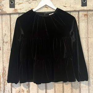 J Crew Crewcuts Black Velour Swing Top